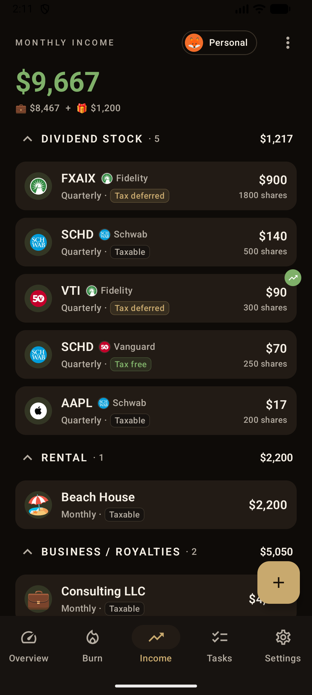 Flint income screen