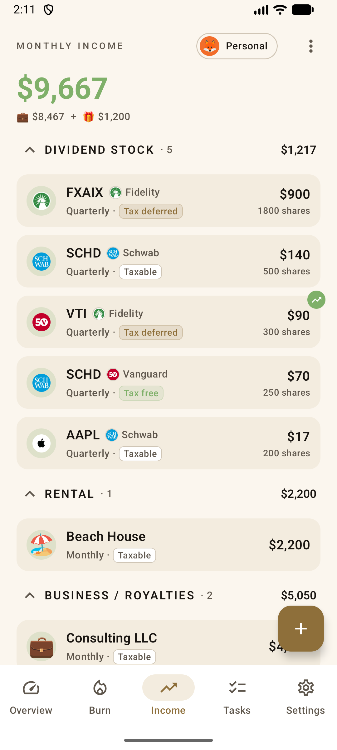 Flint income screen